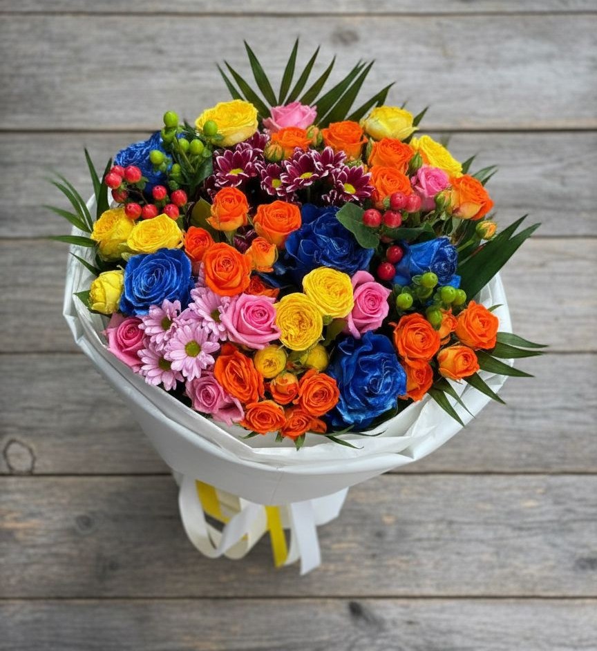 Букет цветов из: Розы и Хризантемы в Великом Новгороде