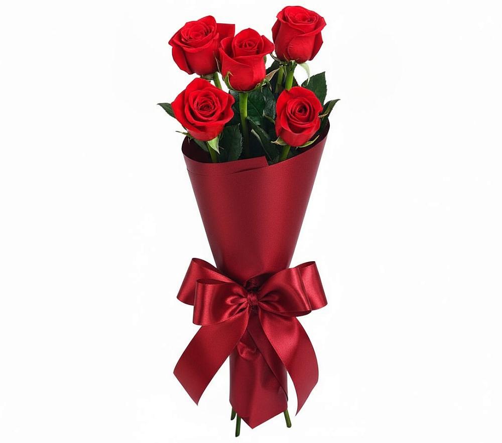 Букет 5 Красных роз Эдлесс Лав в Великом Новгороде
