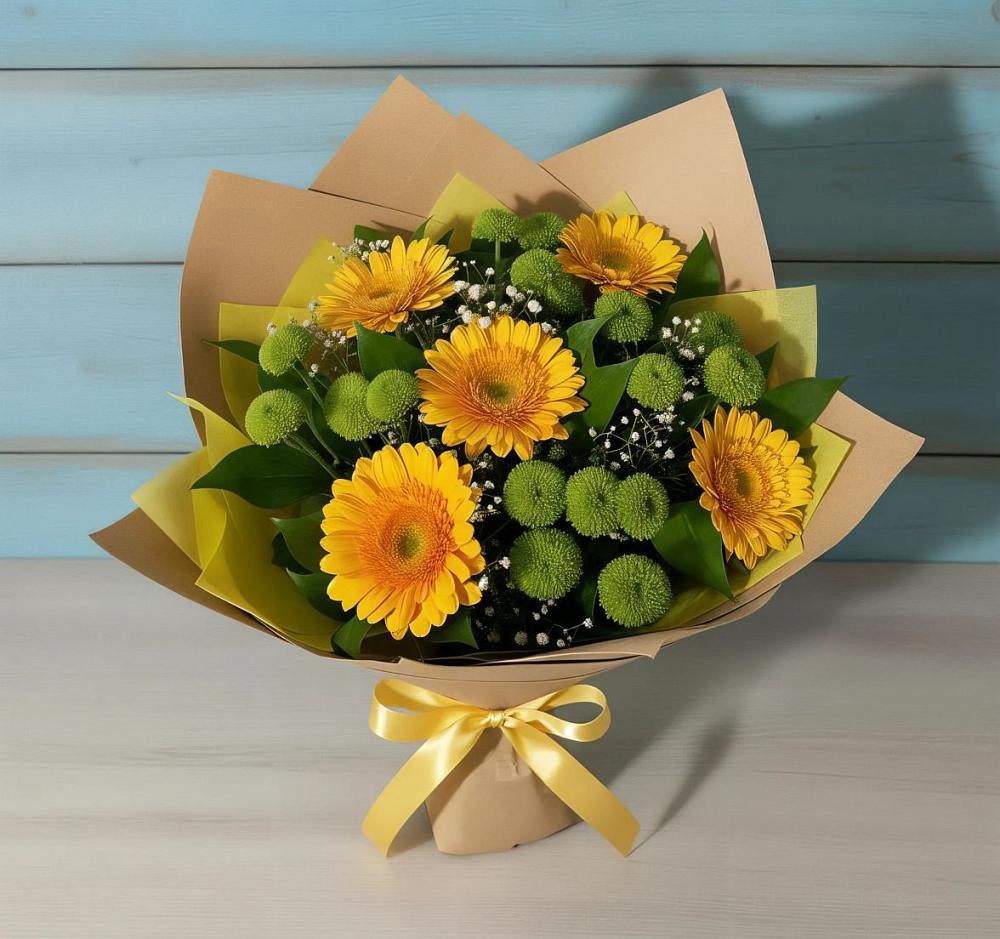 Букет цветов из: Герберы и Хризантемы в Великом Новгороде