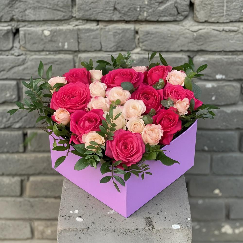 Цветочная композиция из Розы в коробке в Великом Новгороде