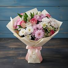 Букет цветов из:  Хризантемы, Альстромерии и Розы в Великом Новгороде