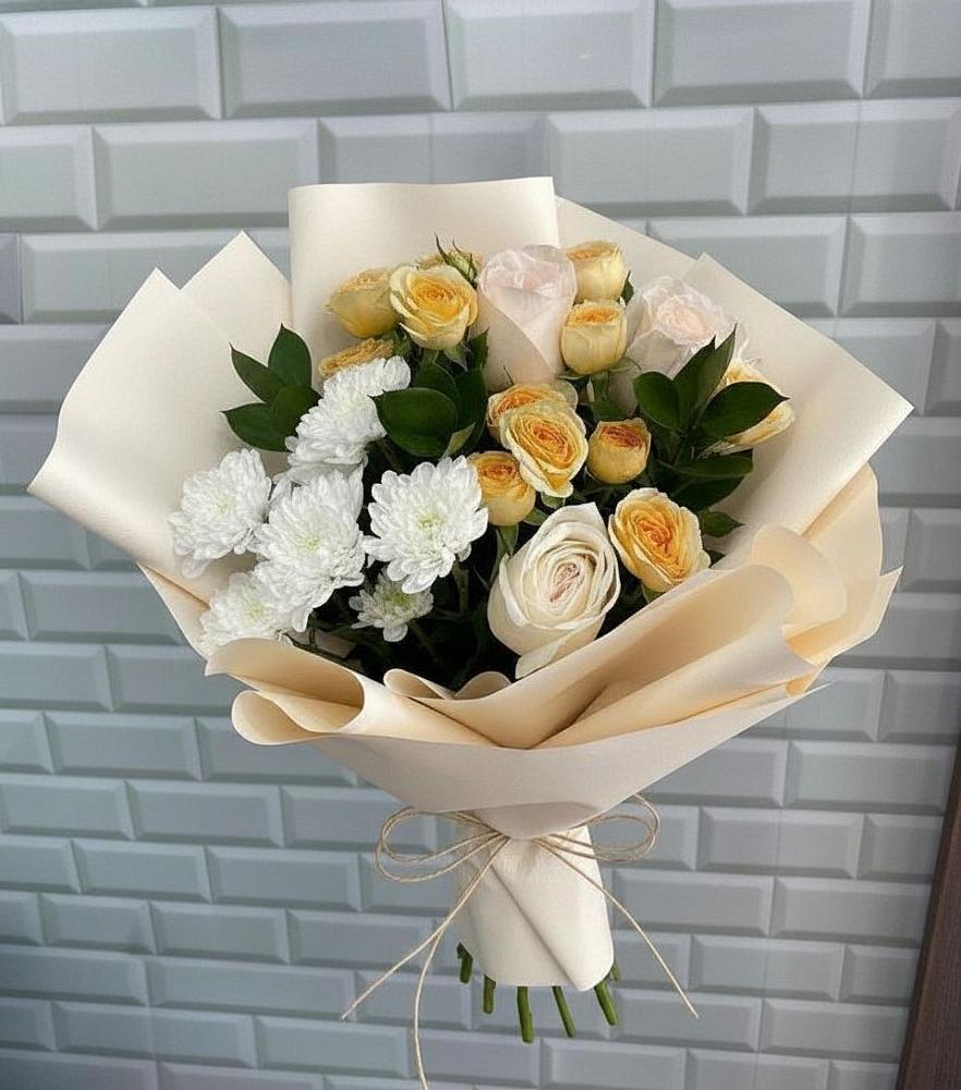 Букет цветов из: Розы и Хризантемы в Великом Новгороде