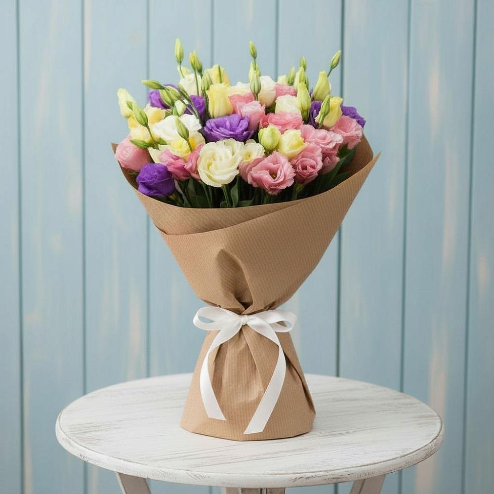 Букет цветов из: Лизиантусы в Великом Новгороде