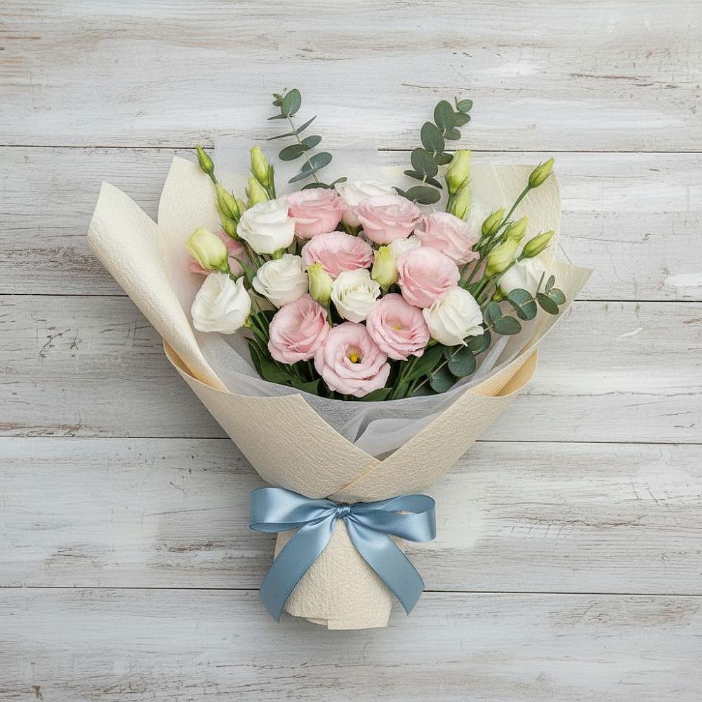 Букет цветов из: Лизиантусы в Великом Новгороде